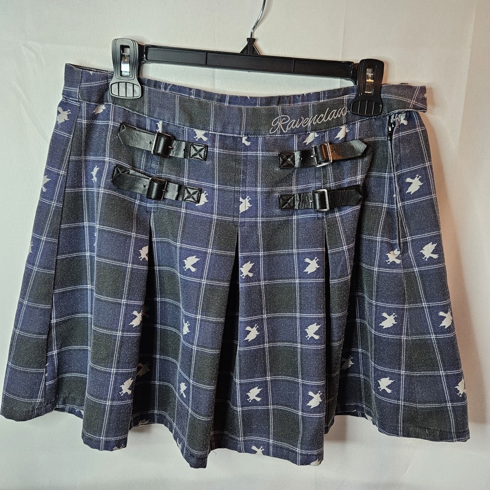 Harry Potter Ravenclaw Strap Pleated Plaid Skirt Sz S Vibe Goth Pop Culture